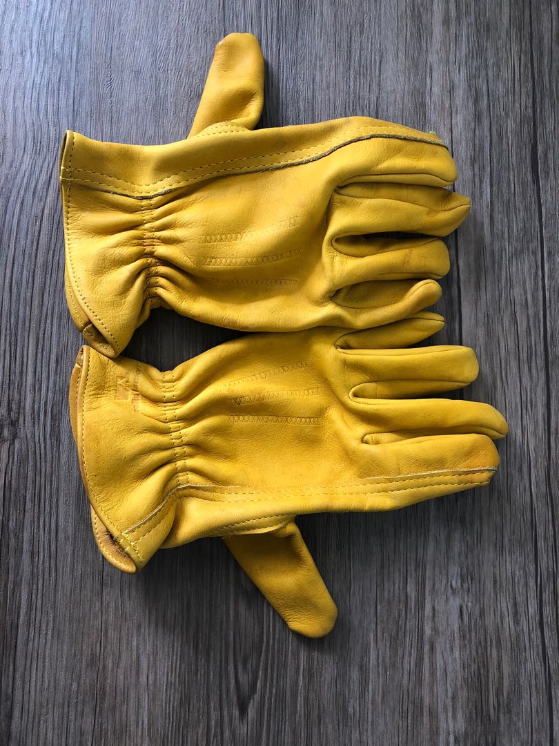 Motorcycle Gloves Premium Leather Vintage Yellow