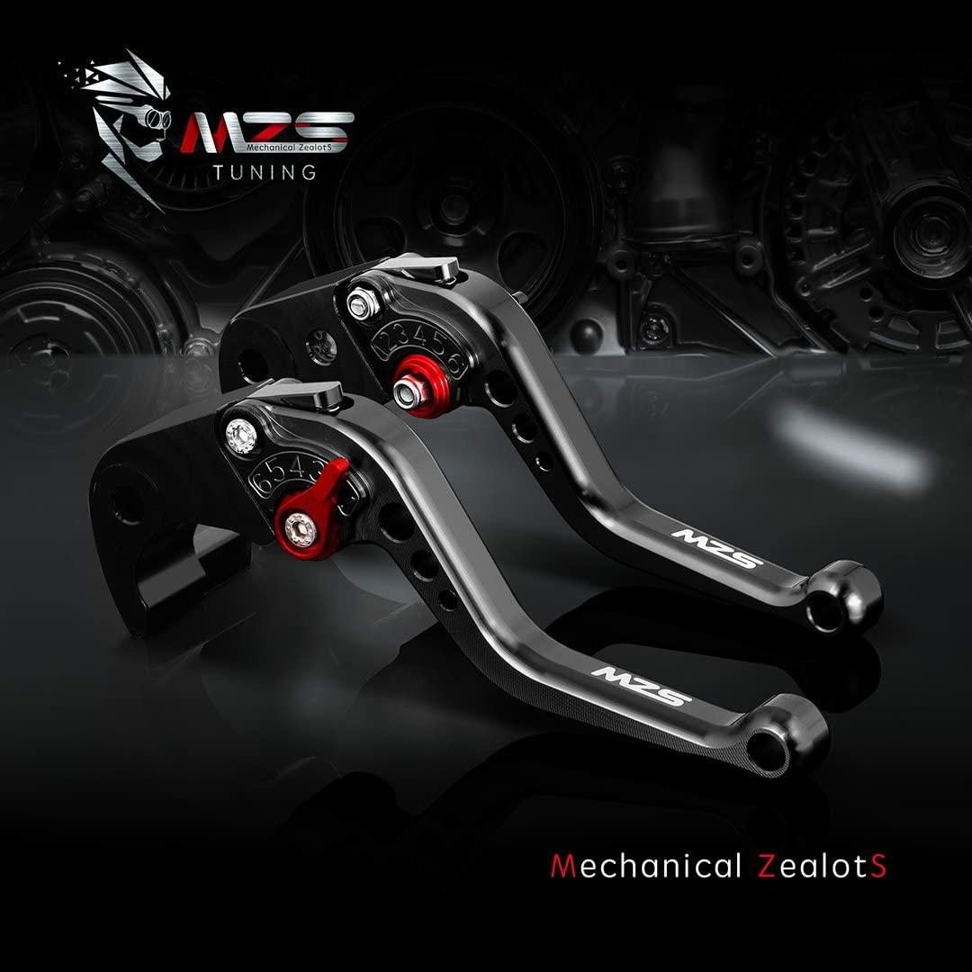 YZF R6 2005-2016 MZS Clutch Brake Levers Short Adjustment Round CNC Black Compatible with YZF R1 2004-2008 