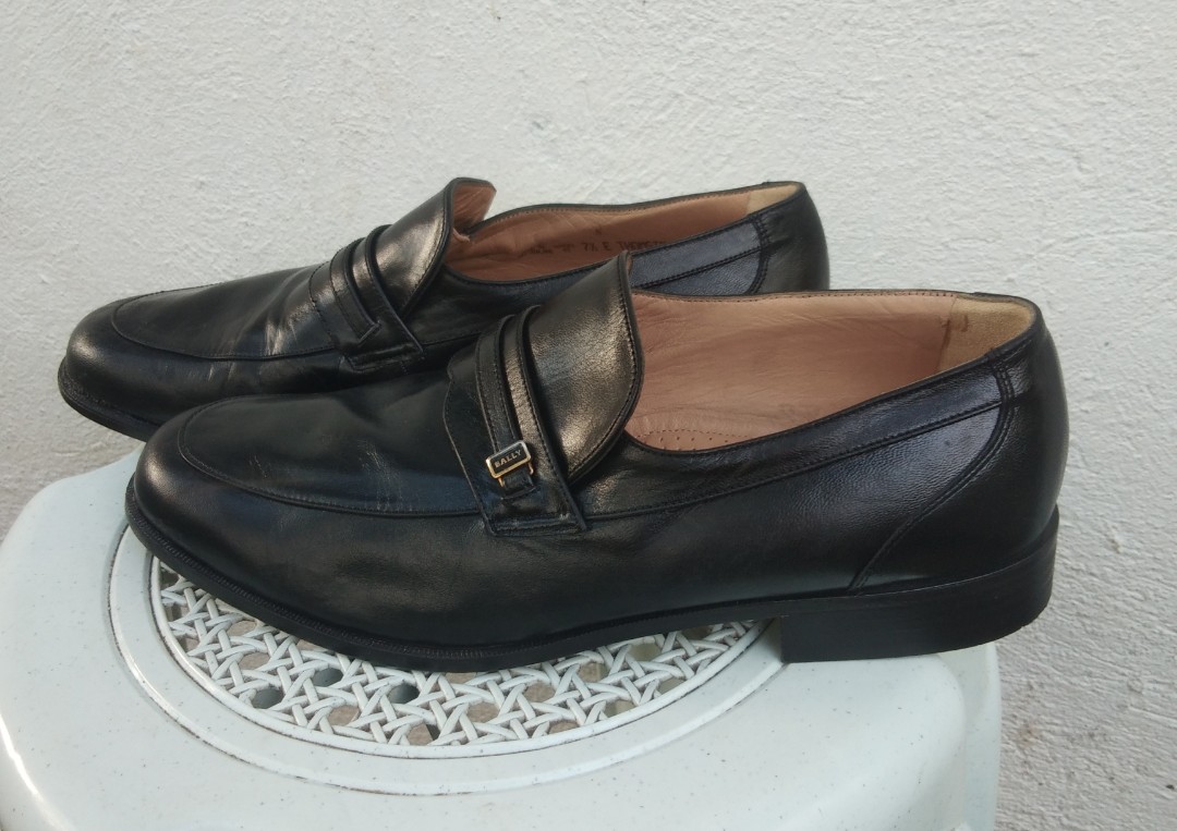 Original BALLY Black Leather Formal Shoes Men s 7.5 Women s