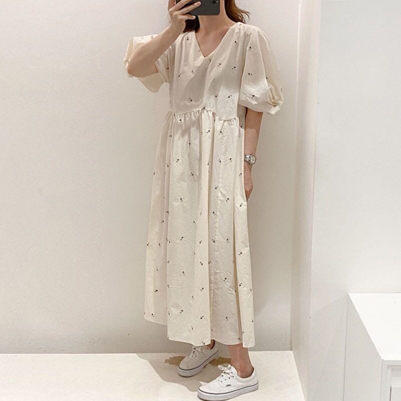 Pale yellow floral dress