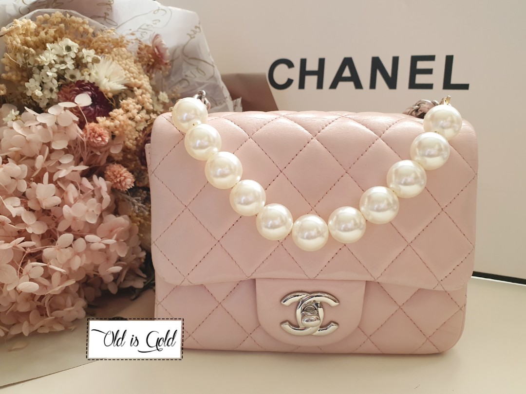 Mini Pearl Top Handle Pochette Strap Handbag Accessory Charm 