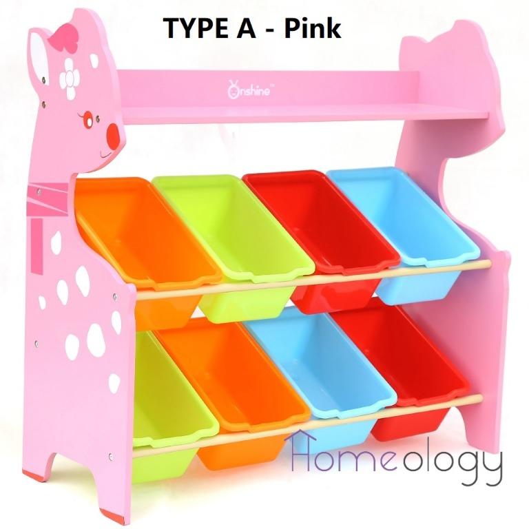 Pink Type A Kids Toy Rack Organizer Cabinet Storage Book Shelf ...