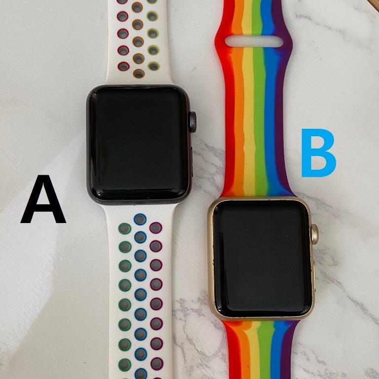 Rainbow Rubber Straps for Apple Watch bands. Mobile Phones