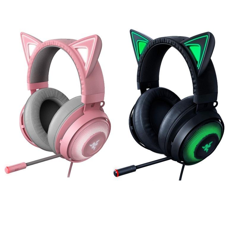 Razer Kraken Kitty Ears Chroma Usb Gaming Headset Rgb W Microphone Black And Quartz Pink Audio Headphones Headsets On Carousell