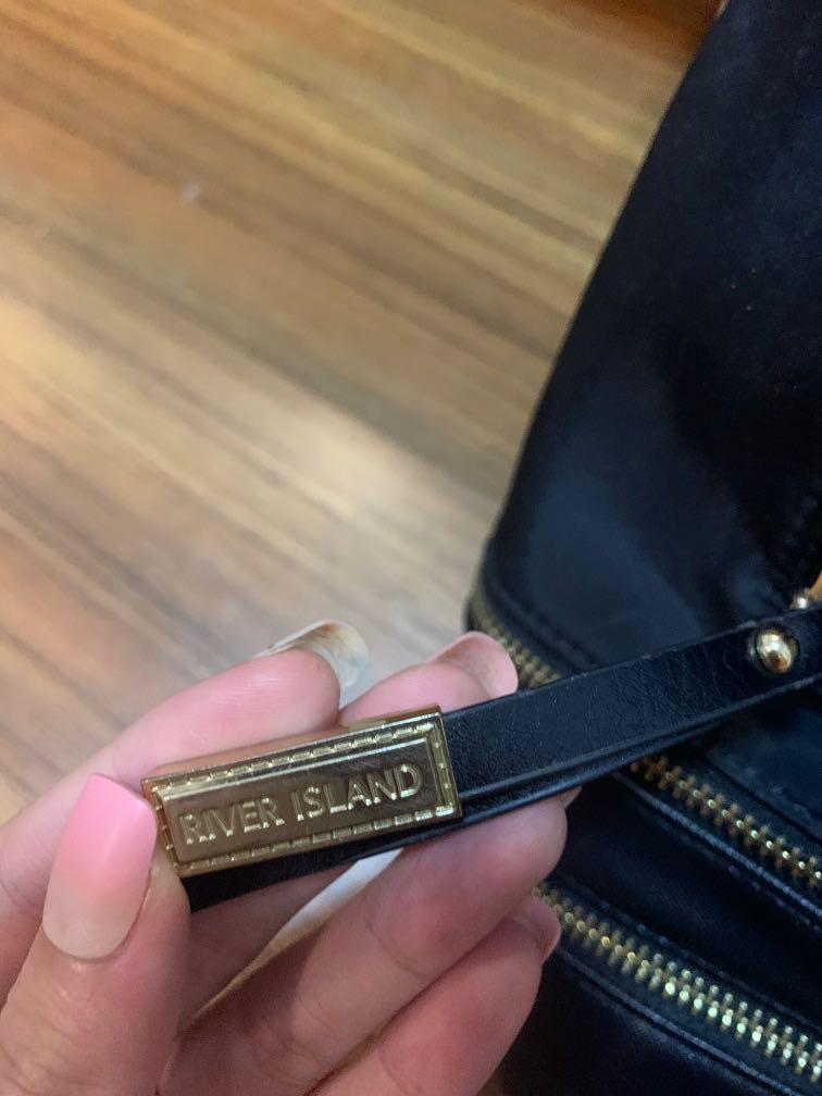 River Island Backpack in Black with Gold Accents, Women's Fashion, Bags ...