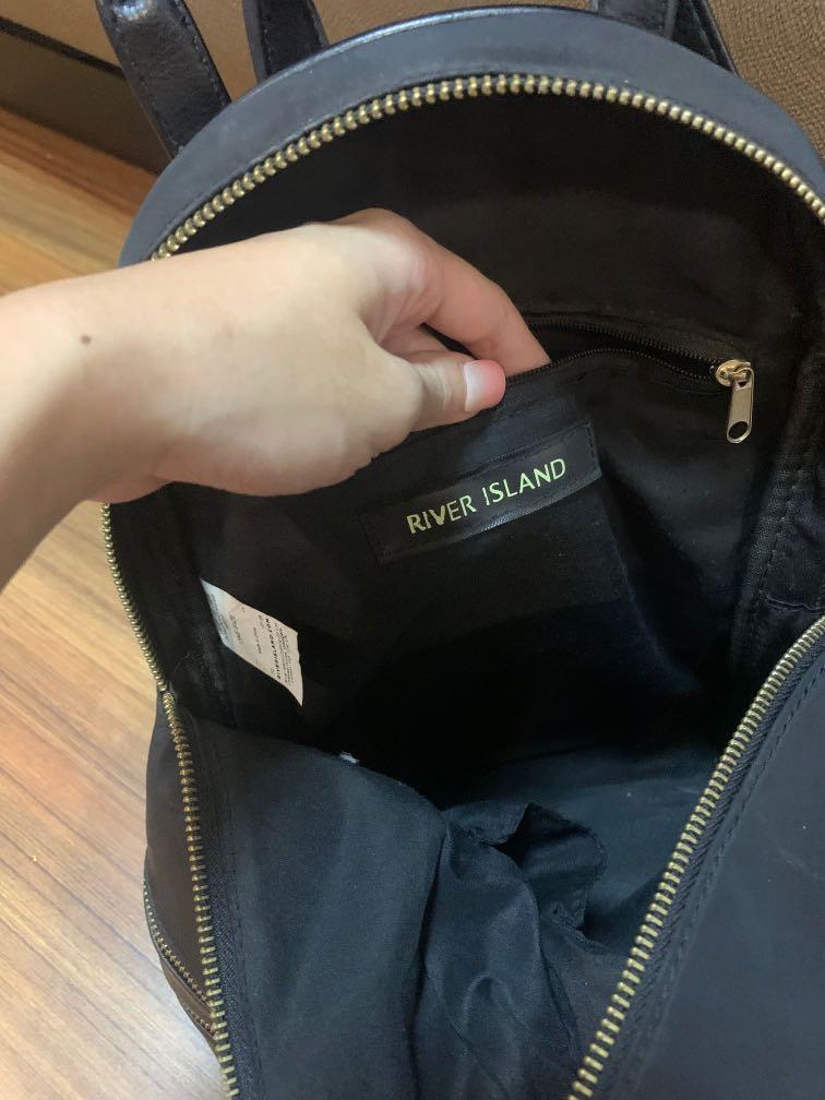 River Island Backpack in Black with Gold Accents, Women's Fashion, Bags ...