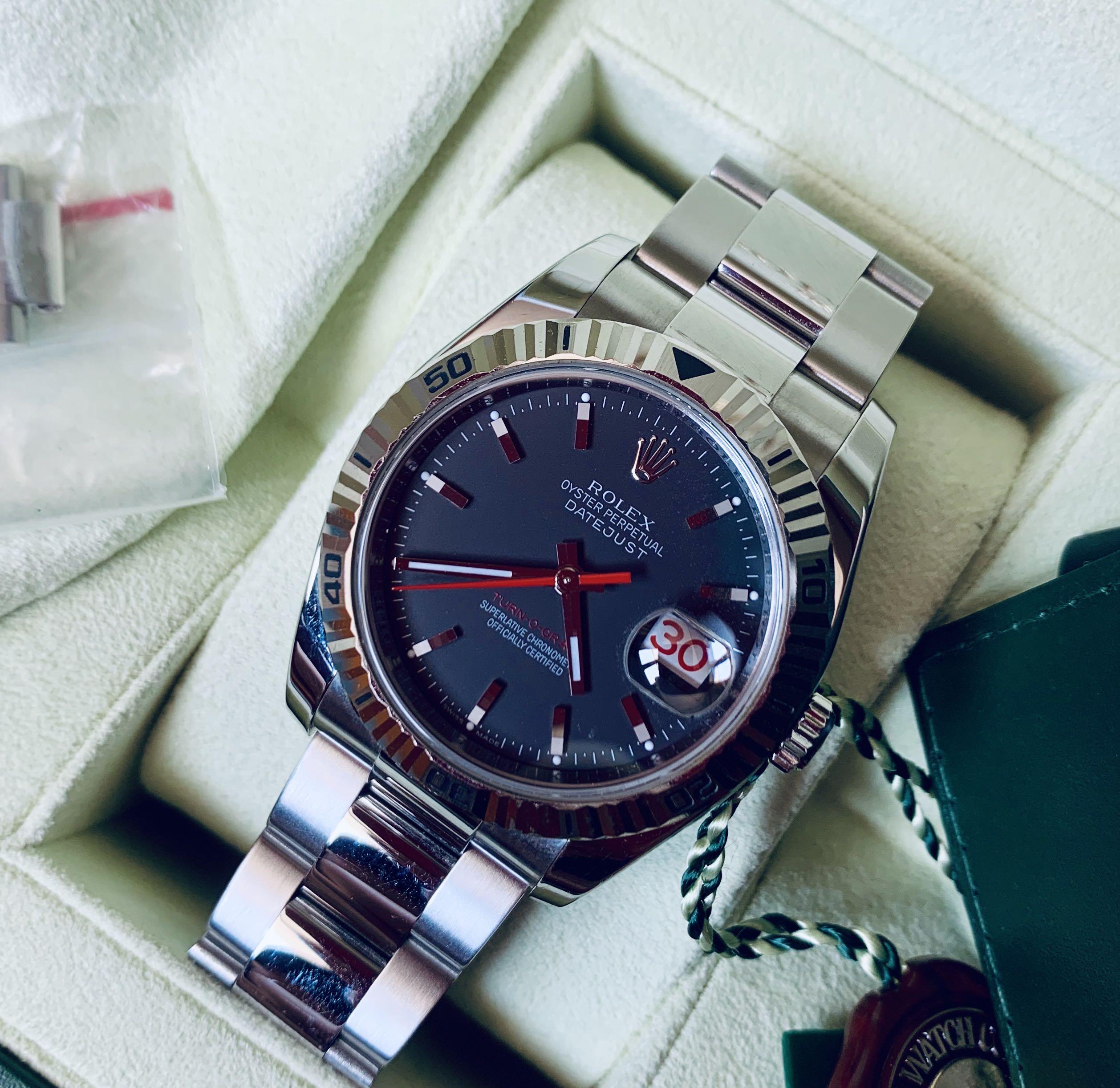 Rolex Datejust Turnograph 36mm Red Hand Steel Mens Watch 116264