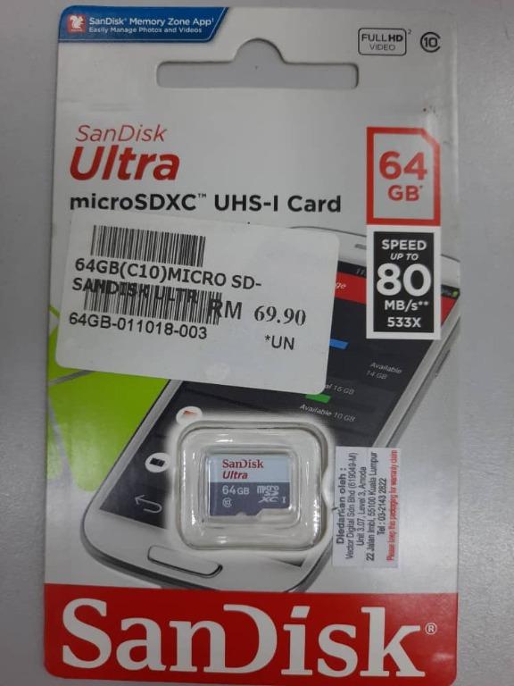Sandisk 64gb Micro Sd Card Electronics Others On Carousell