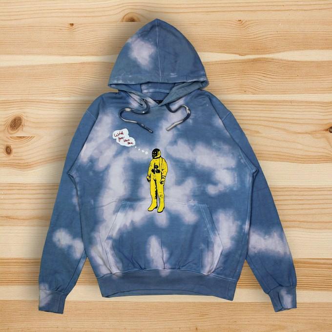 sweater hoodie travis scott astroworld sky blue washed tie Fesyen