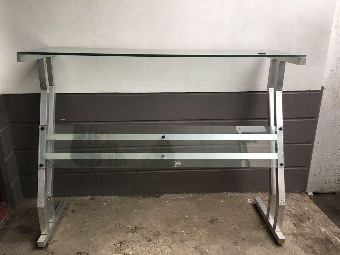 OFFICE Table glass RECEPTION table front desk FOR SALE, Furniture & Home Living, Furniture