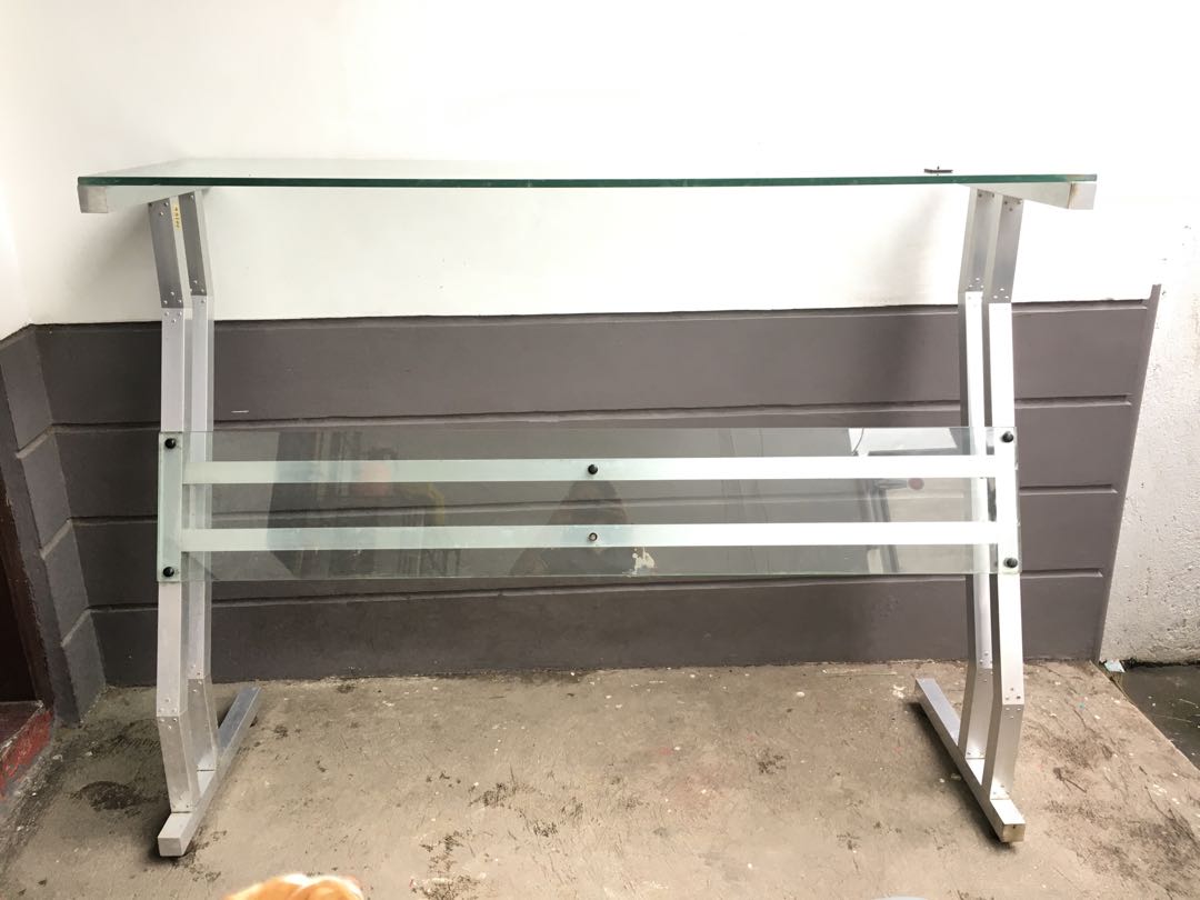 OFFICE Table glass RECEPTION table front desk FOR SALE, Furniture & Home Living, Furniture