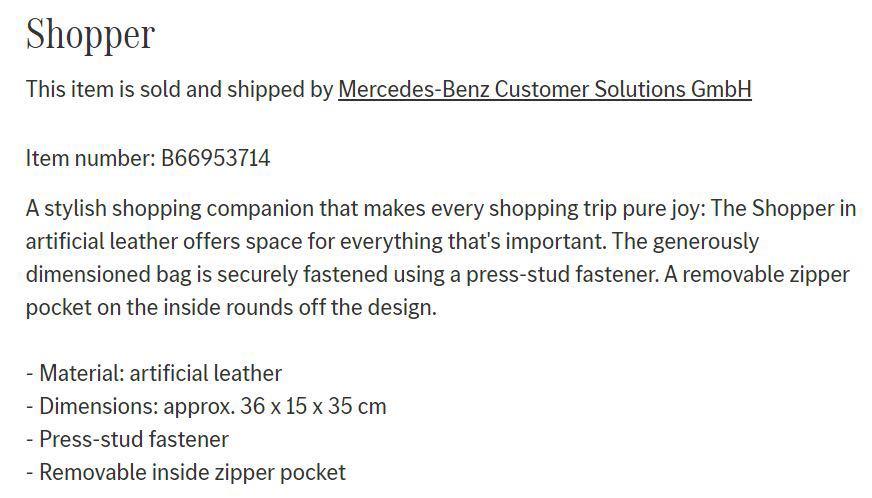 Mercedes-Benz Ladies Shopper Bag Blue Artificial Leather B66953714