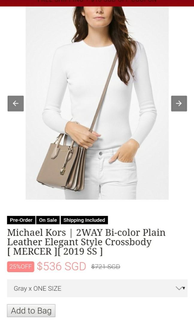 Michael Kors MERCER 2022 SS 2WAY Plain Leather Crossbody Logo Outlet  Shoulder Bags
