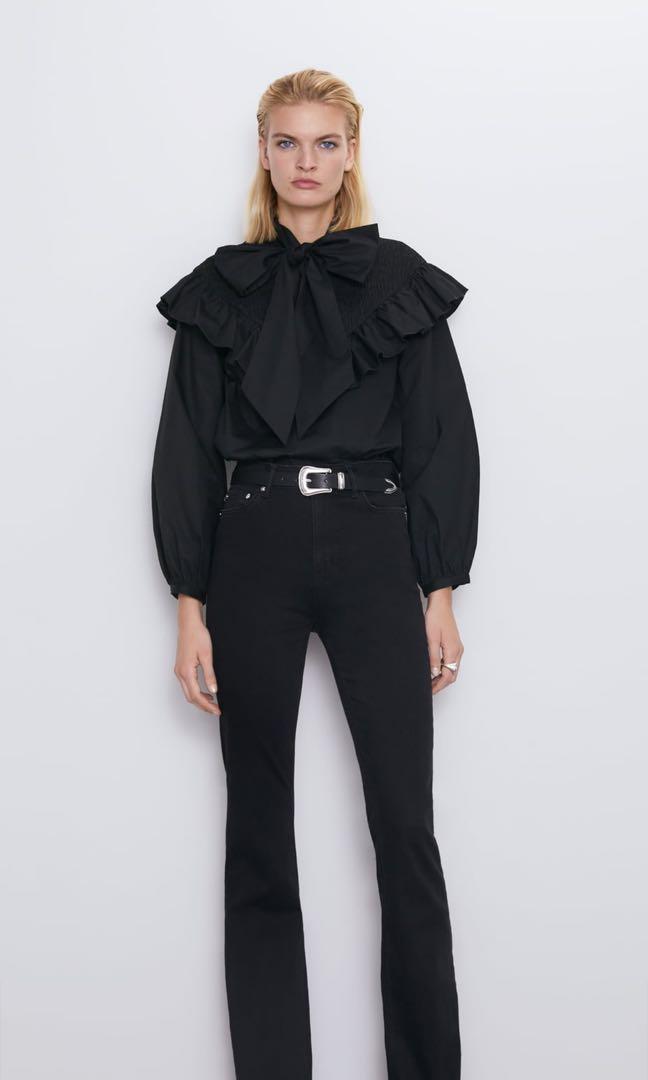 zara flare jeans black