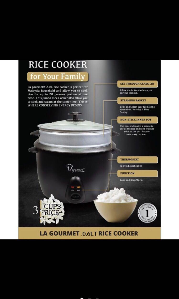  Oster Titanium Infused DuraCeramic 6-Cup Rice & Grain Cooker  with Steam Tray, Silver/Black (CKSTRC61K-TECO): Home & Kitchen