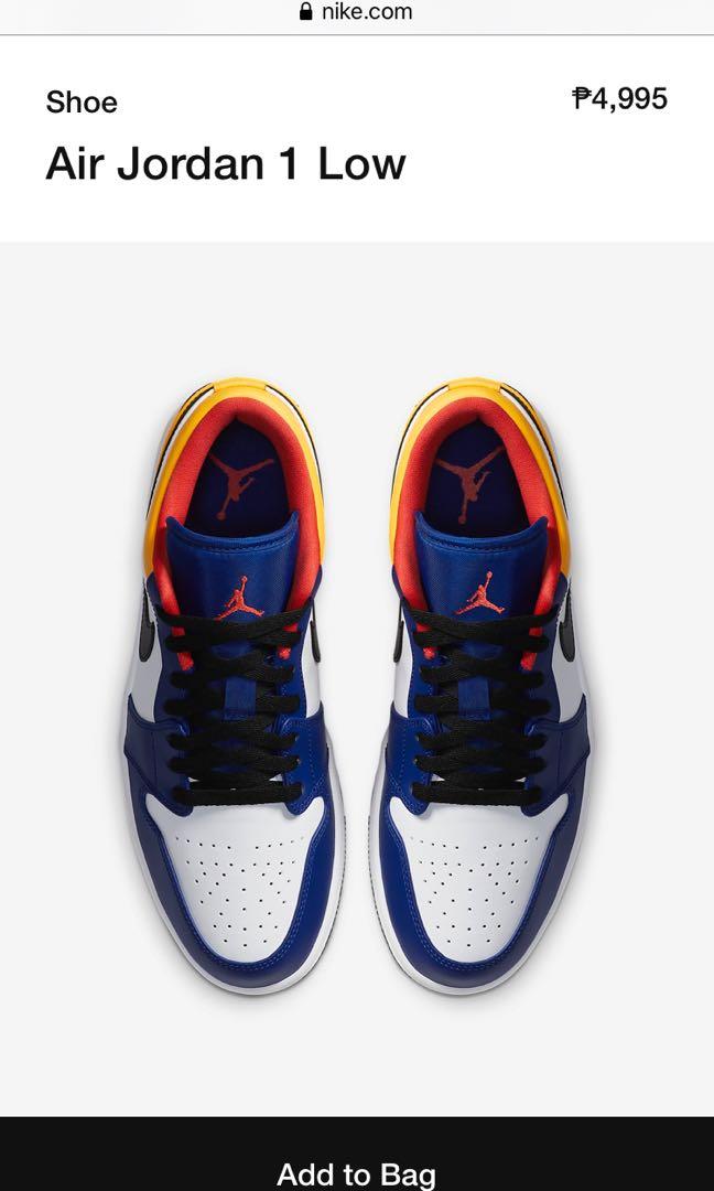 Red blue online and yellow jordans