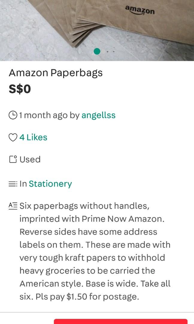 Amazon Prime Paper Bags, Free Items on Carousell