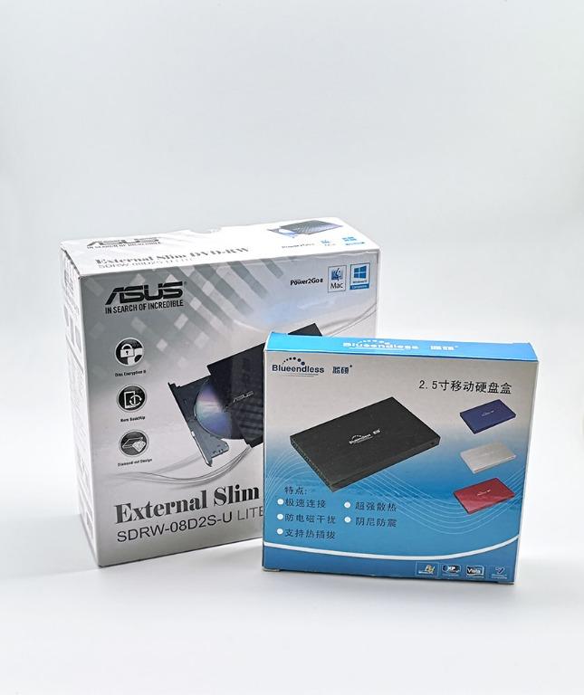 Asus External Slim DVD/CD Burner & 2.5" IDE HDD Portable Casing, Computers & Tech, Parts
