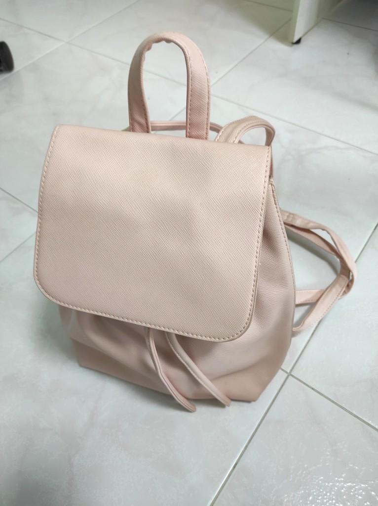 baby pink leather backpack