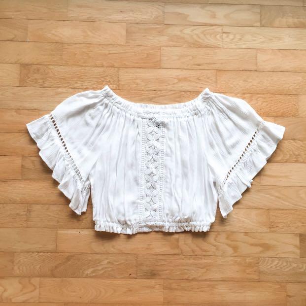 white flowy off the shoulder top