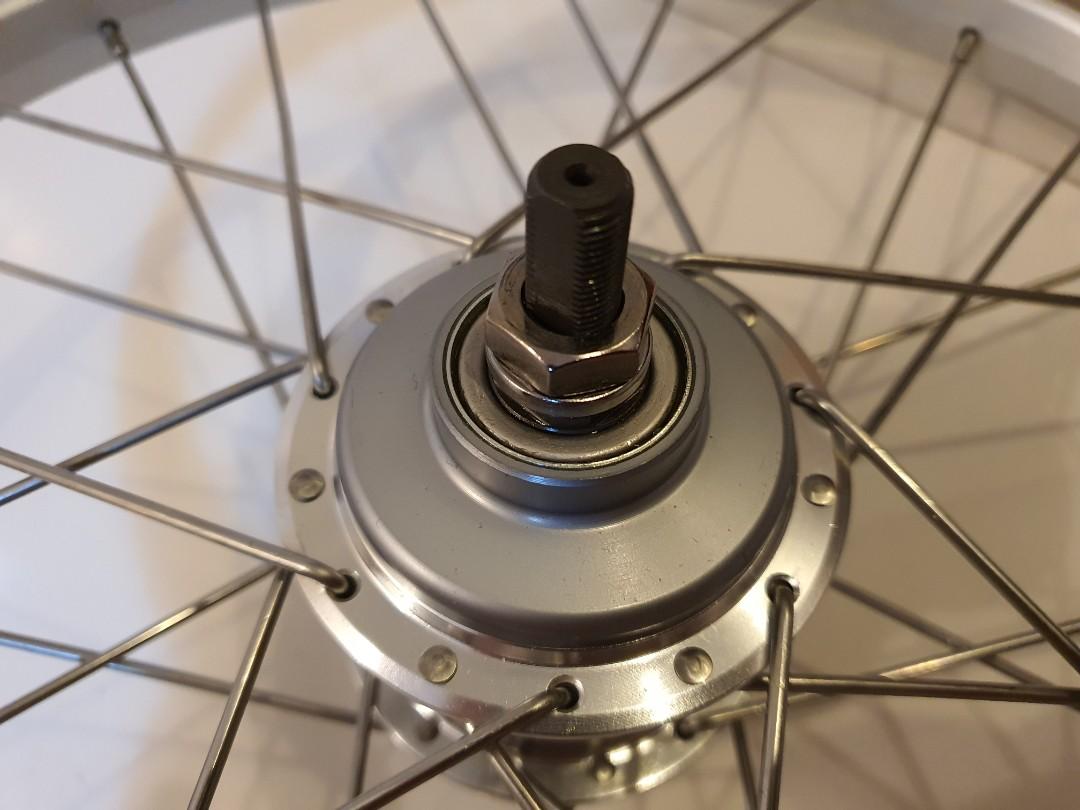 Brompton 6 speed rear wheel with wide range Sturmey Archer hub, Sports