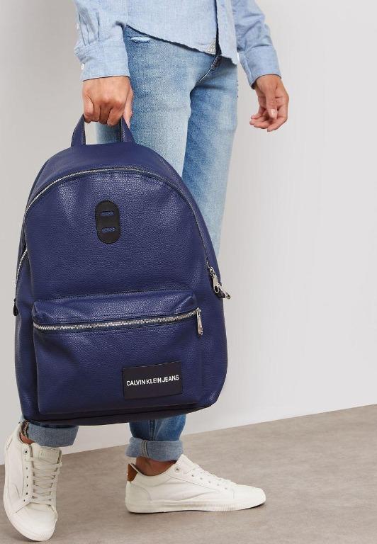 Calvin klein pebble leather backpack shop