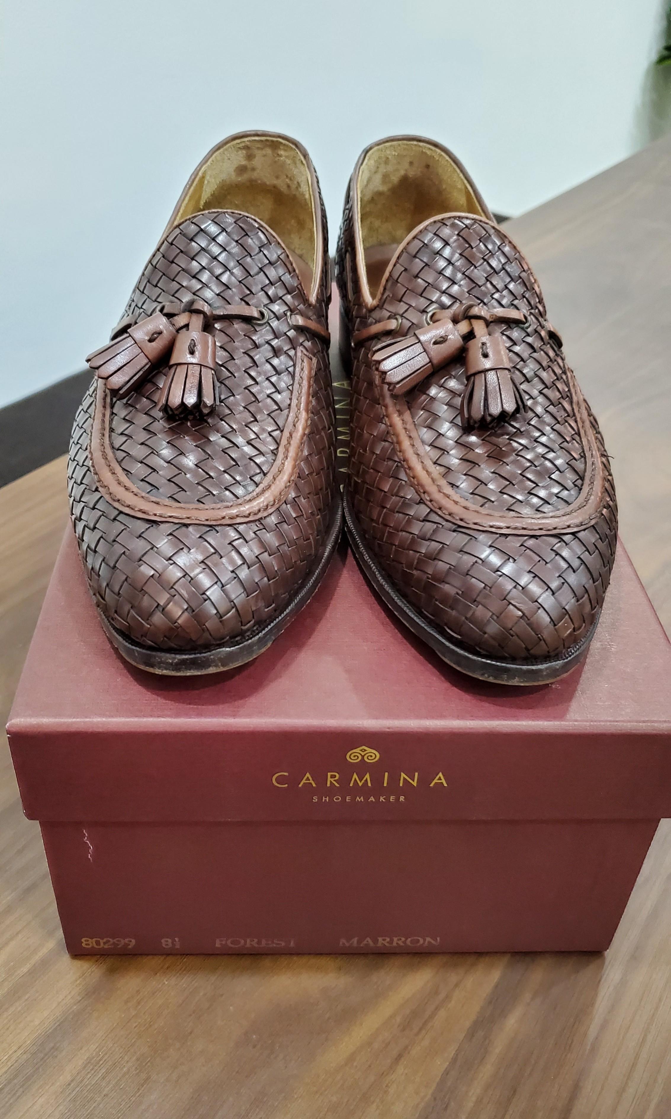 Carmina Braided Tassel Leather Loafers Brown Goodyear Welted UK8.5