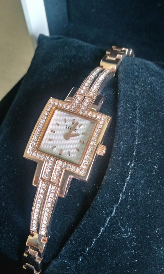 Gold watch on sale with crystals