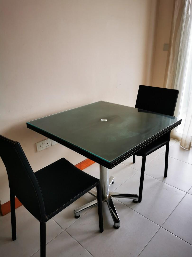 Glass Top Dining Table With 2 Chairs Furniture Tables Chairs On Carousell