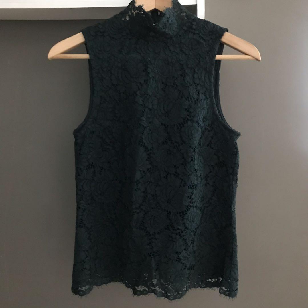 H&m sleeveless store lace top