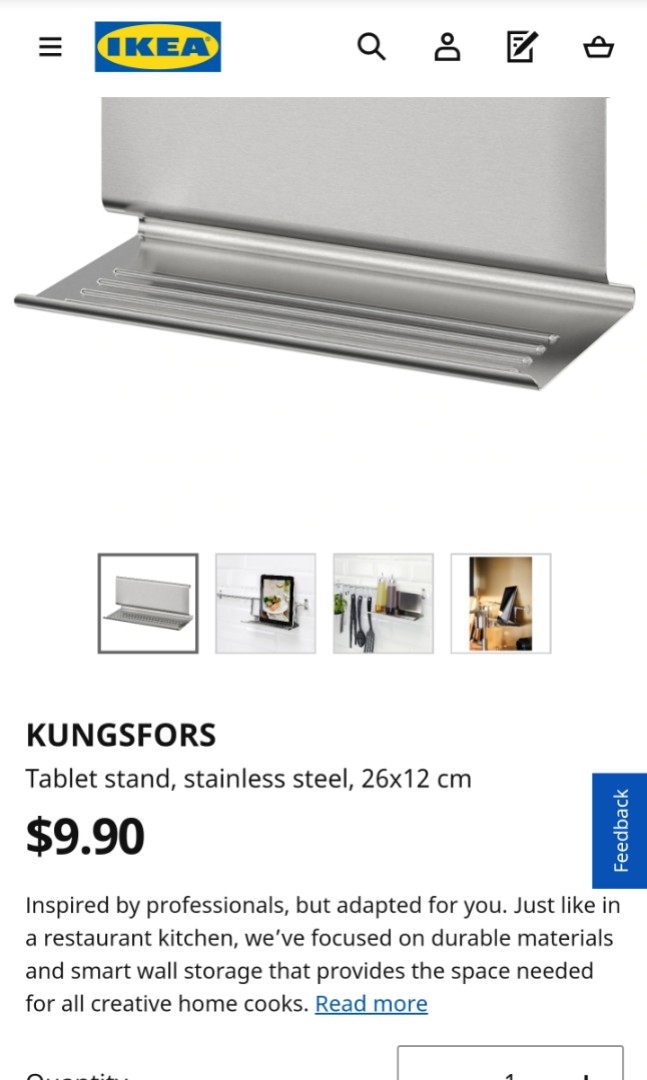 KUNGSFORS Tablet stand, stainless steel - IKEA