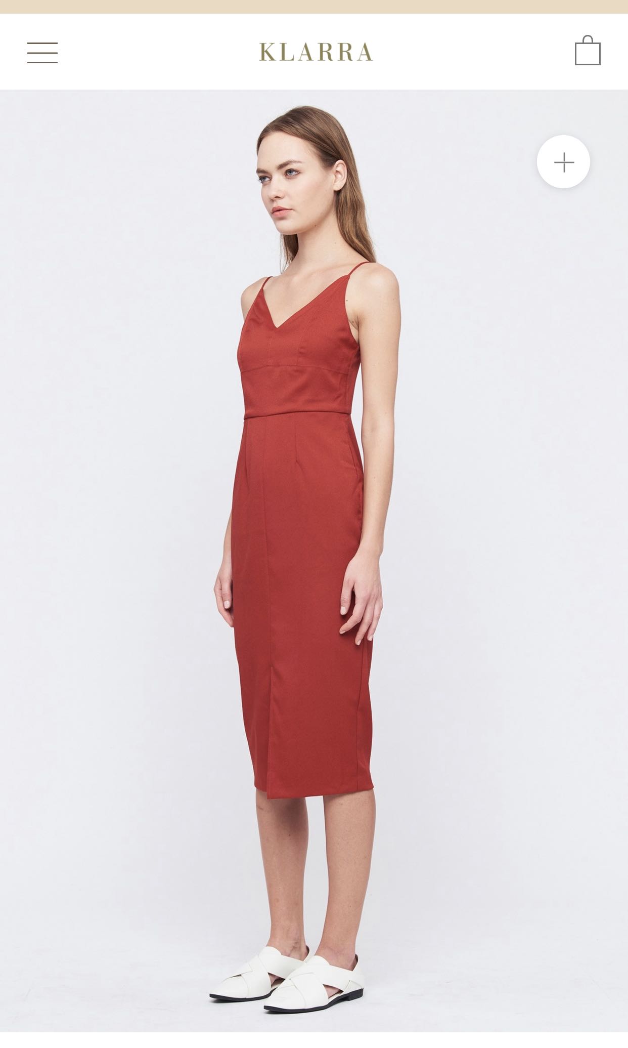 red tailored dress