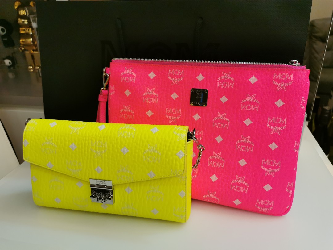 MCM Millie Monogram Visetos Crossbody Bag Neon Yellow