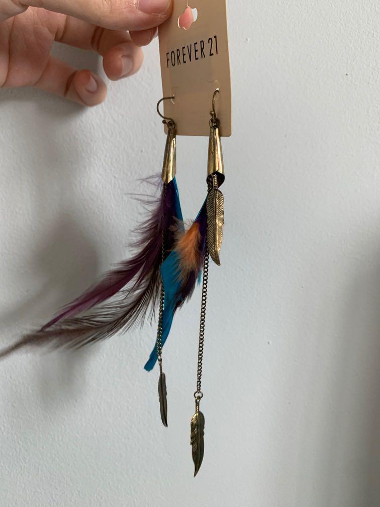 Peacock feather on sale earrings forever 21