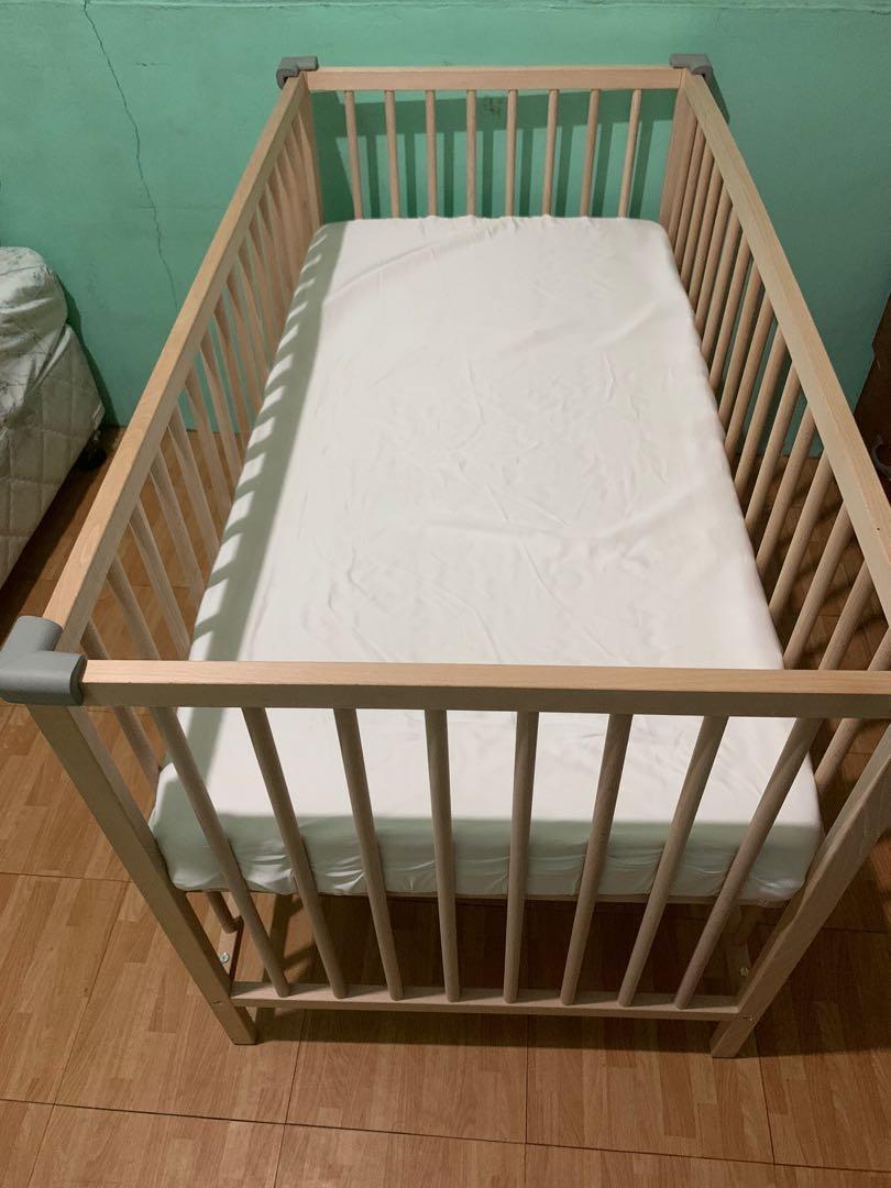 Preloved IKEA SNIGLAR Baby Crib (Beech), Babies & Kids, Baby Nursery