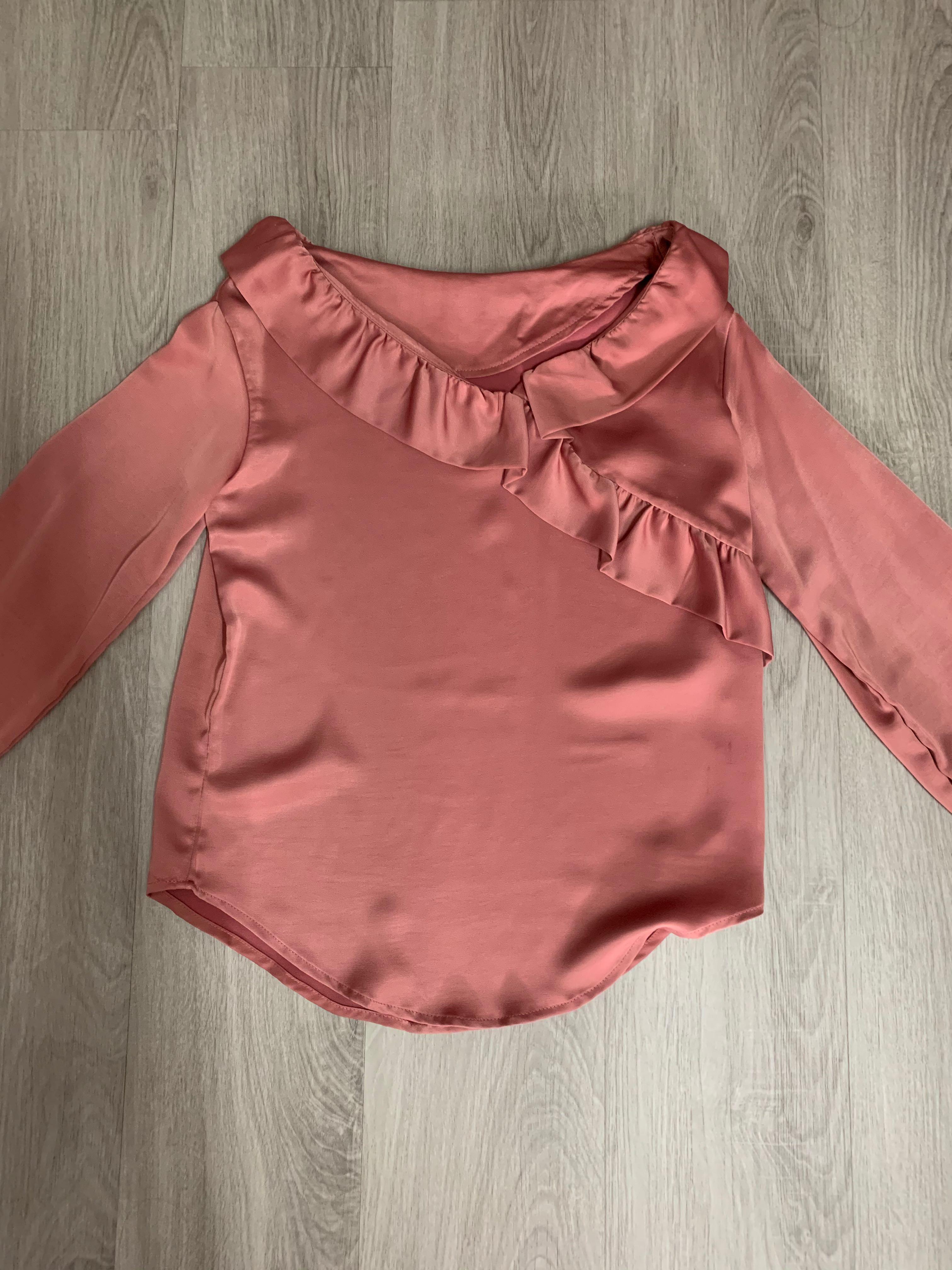 pink satin long sleeve top