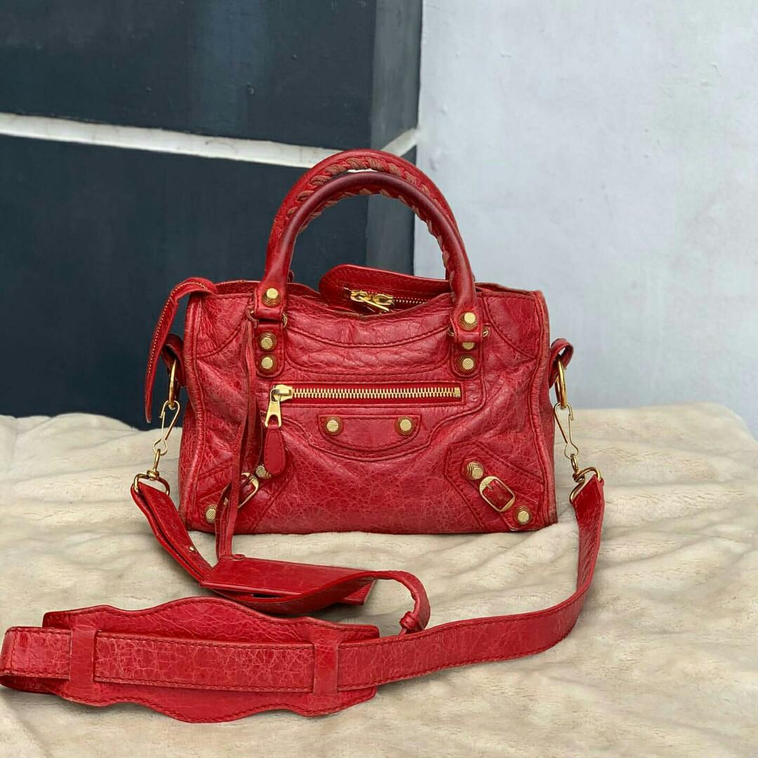 Authentic Balenciaga Red mini city gold giant hardware 2 way Bag⠀, Luxury, Bags & Wallets on Carousell