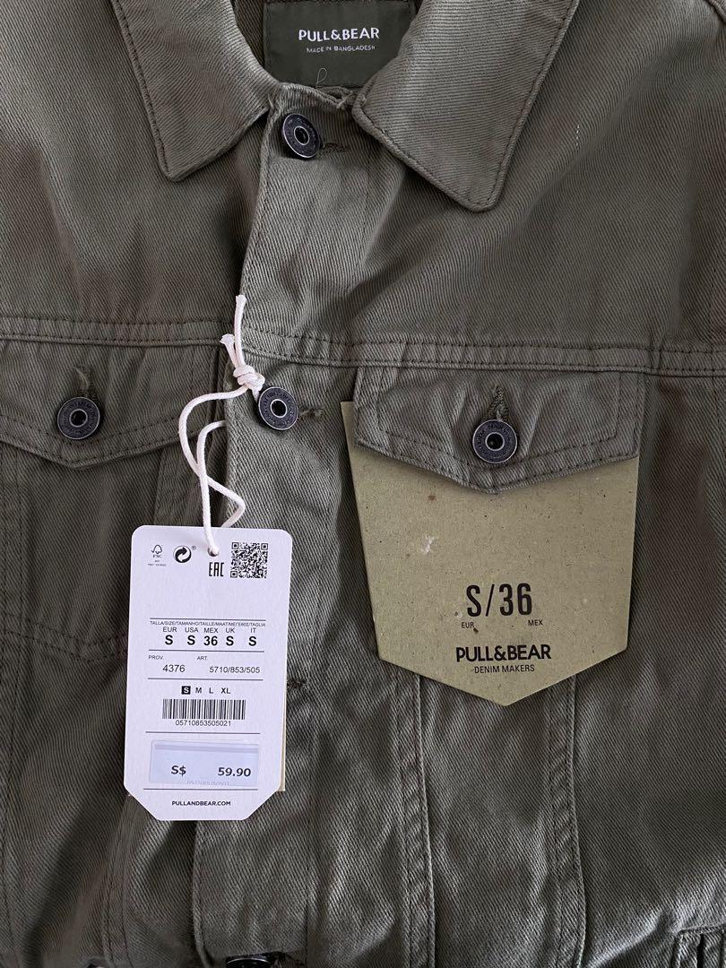 Pull and bear khaki denim jacket top