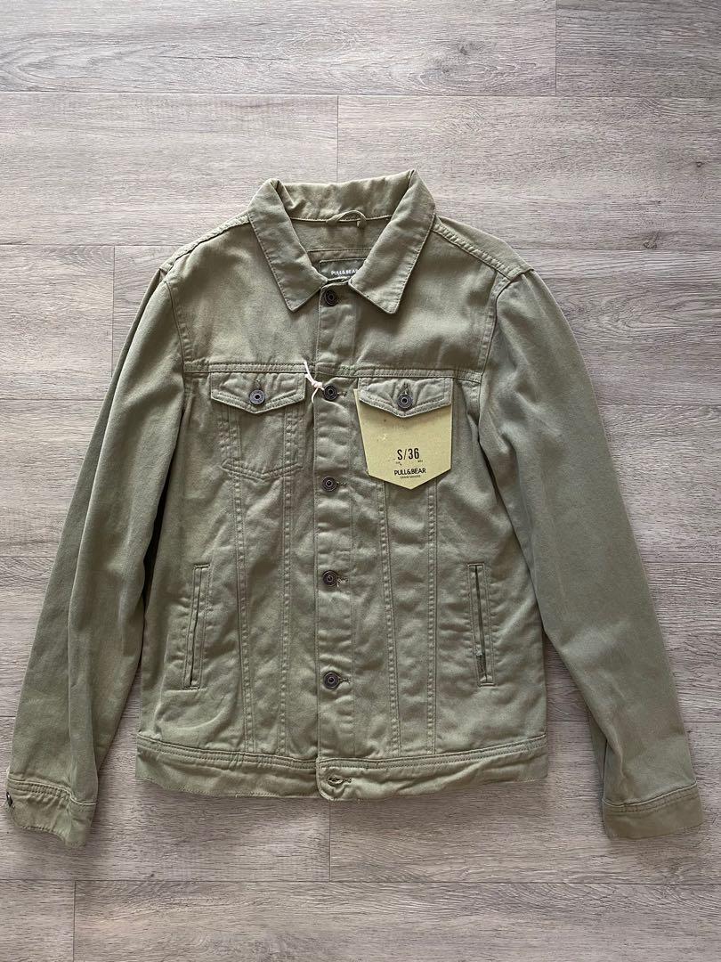Pull&bear Khaki Green Denim Jacket, Men's Fashion, Coats, Jackets and