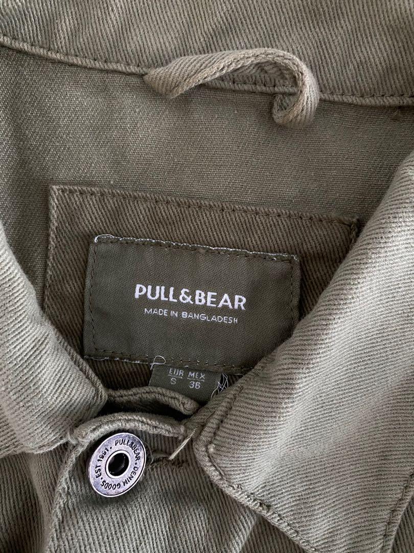 Pull&bear Khaki Green Denim Jacket, Men's Fashion, Coats, Jackets and