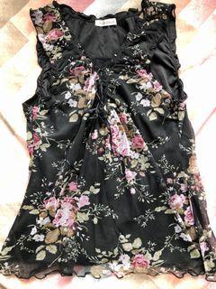 Romantic floral sheer top