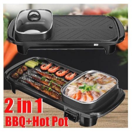 Sale 2in1 Electric Grilling Pan Rectangle Samgyupsal Korean Bbq Hotpot Shabu Shabu Tv Home Appliances Kitchen Appliances Bbq Grills Hotpots On Carousell