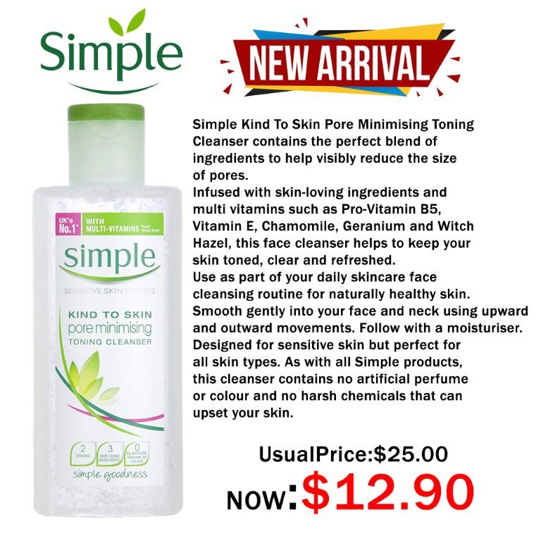 simple kind to skin pore minimising toning cleanser