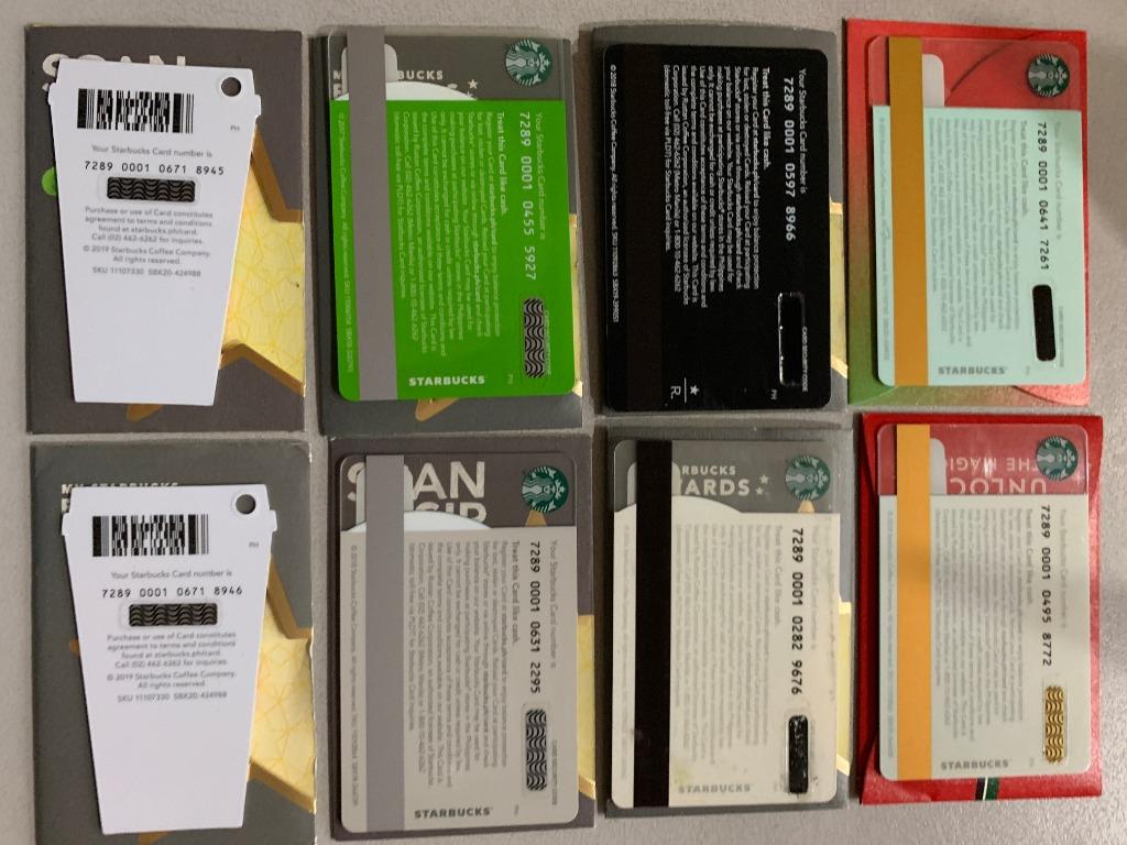 Starbucks cards set with and without pin intact (Category: Store Credits) located in Quezon City. Submitted by mugen1578 (Listing ID 1028824475, Image 2). Description: Starbucks cards set with and without pin intact Plastic cards with pin intact no sleeves-300 each (neg) Plastic cards without pin intact early release -400 each (neg) Plastic and paper cards with pin intact and sleeves - 500 each (neg) paper cards without sleeves-200 each (neg) Sel