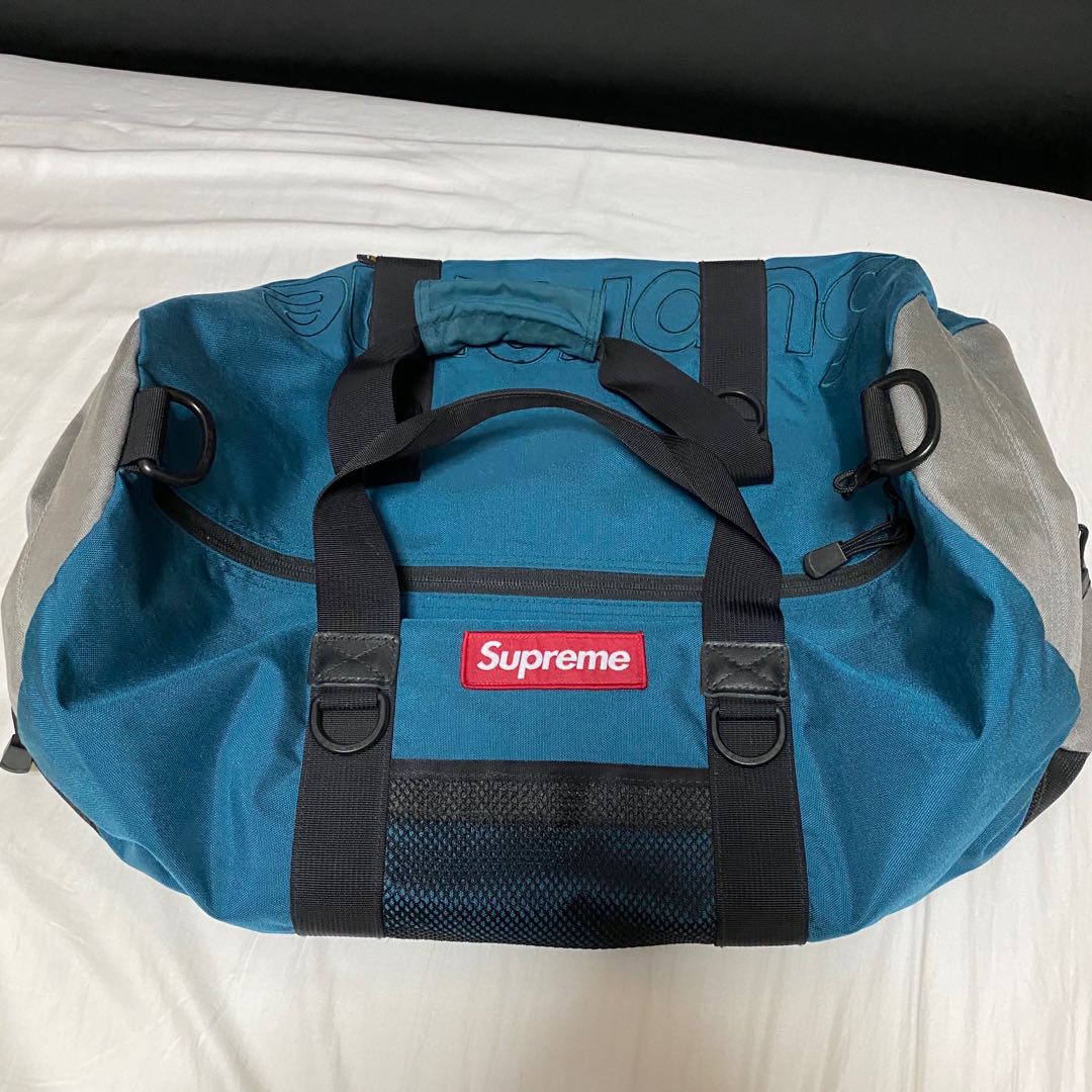 blue supreme duffle bag