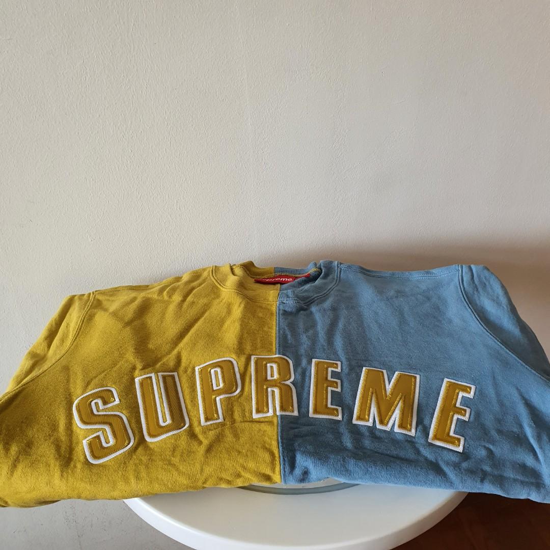 Supreme split crewneck yellow hotsell