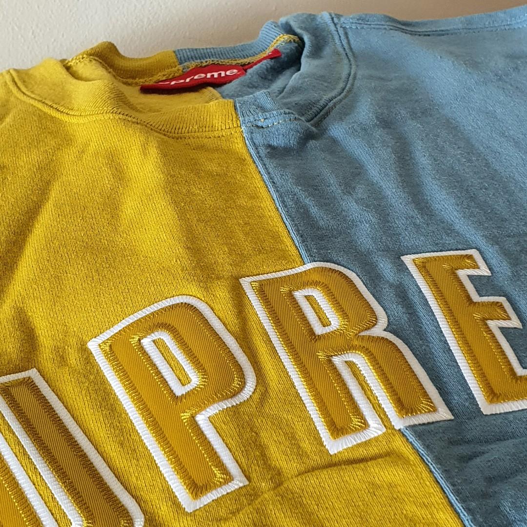 Supreme split online crewneck yellow