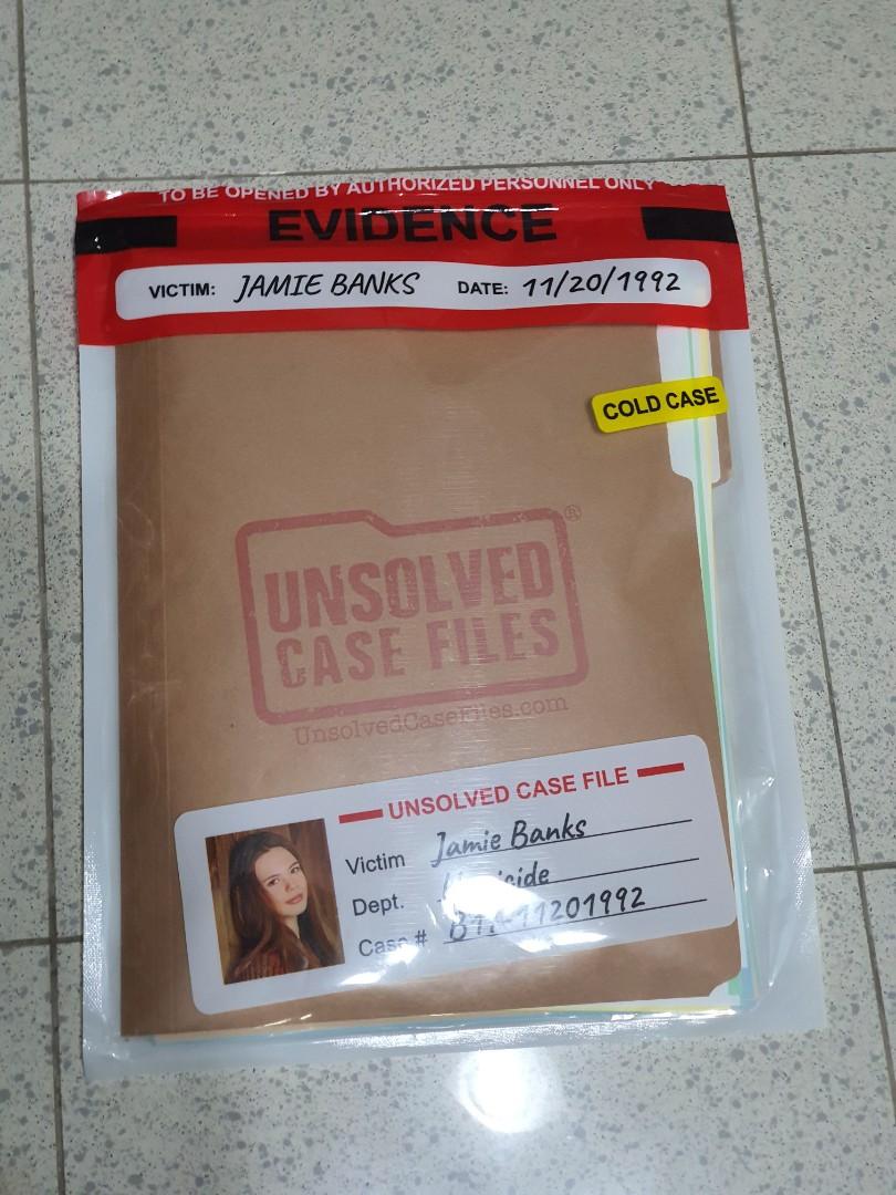 Unsolved Case Files Murder Mystery Game Jamie Banks Toys Games Board Games Cards On Carousell