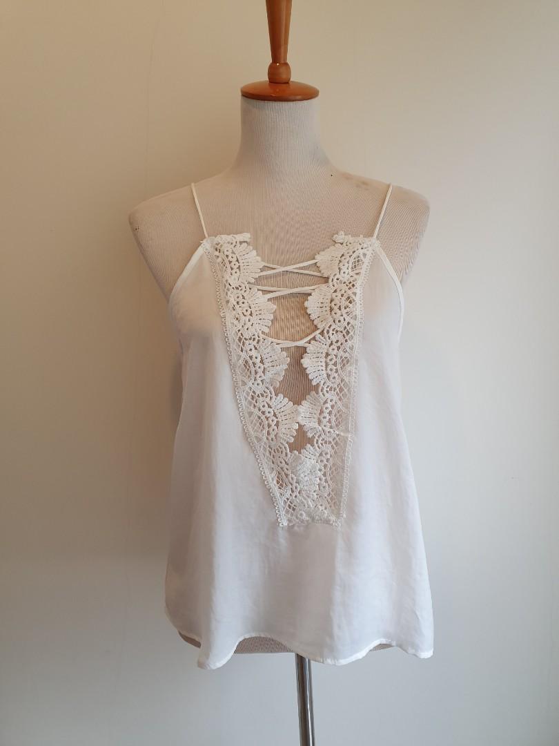 white lace cami top