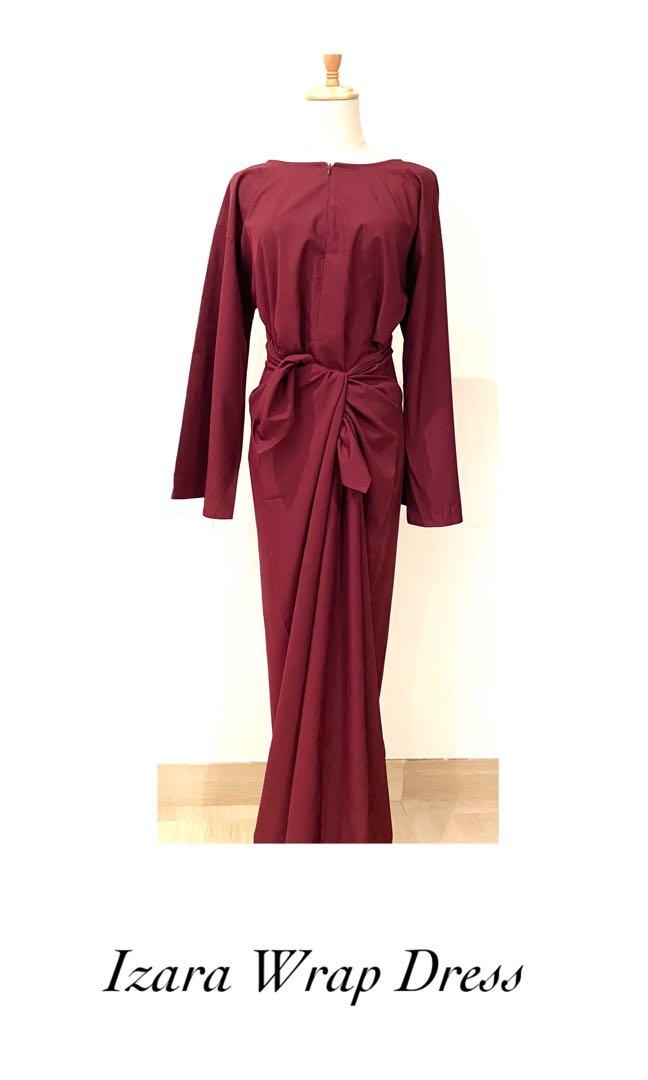 wine red wrap dress